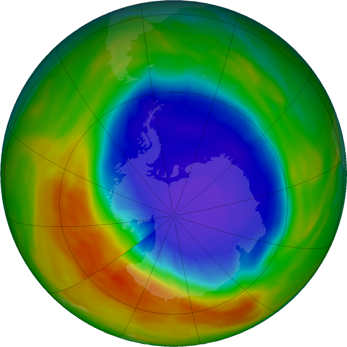 Antarctic ozone map for 05 October 2017
